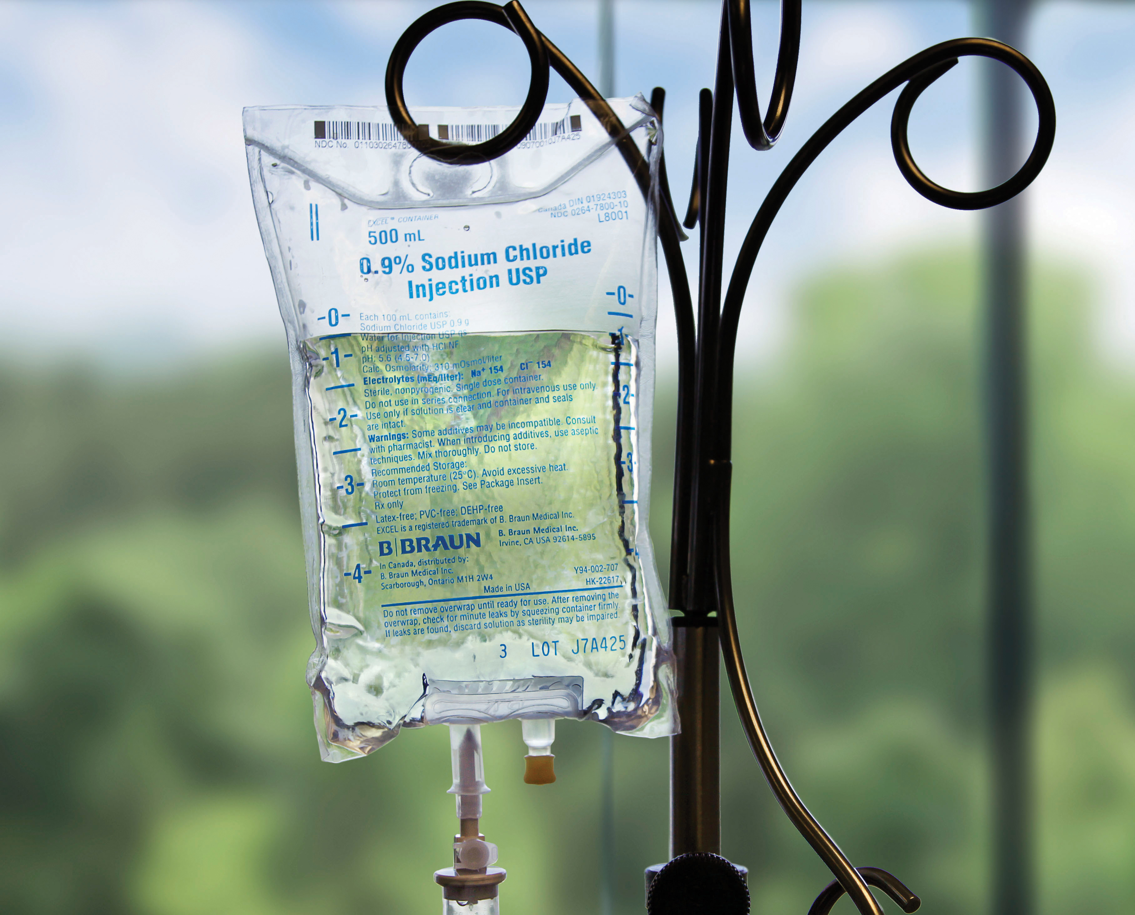 IV bag on a pole